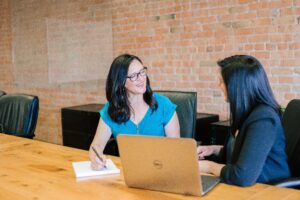 A face-to-face, one-to-one coaching session